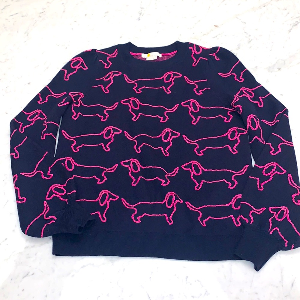Boden Navy Sweater with Pink Dachshund Design - Picture 4 of 12